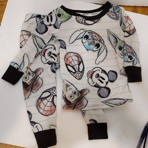 Disney 100 Cartoon Character Pajama Set Size 2T